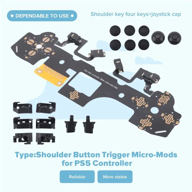 B92B Microstructure Switch Tactile Clicky Hair Trigger Shoulder Button Trigger Micro-Mods for PS5 Controller BDM-030/040/050
