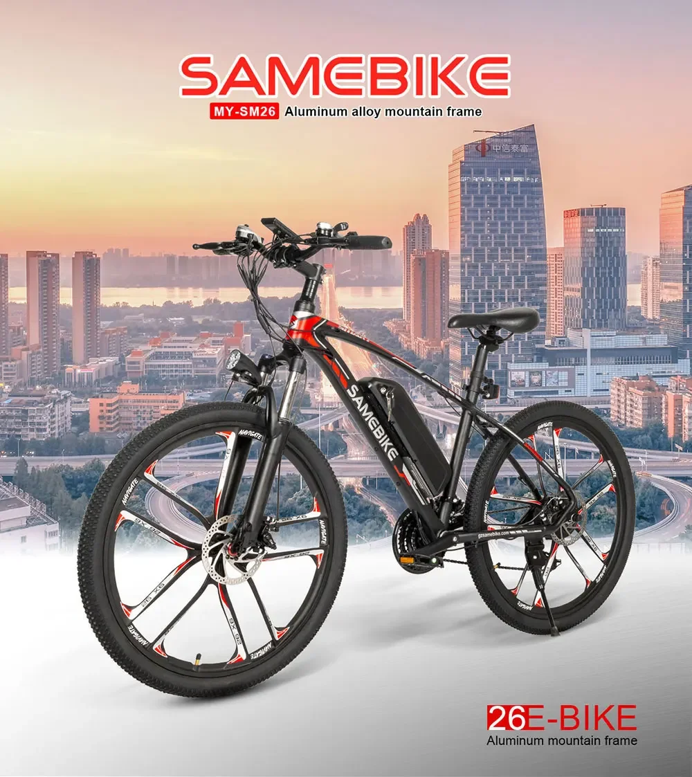 SAMEBIKE MY-SM26 Mountain Electric Bike 26 Inch 48V 350W Ebike 21 Speed 80km Mileage Adult Electric Bicycle Lithium Battery