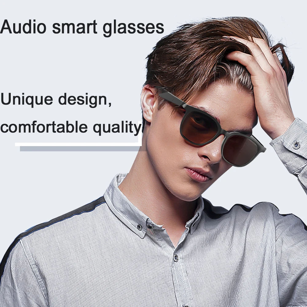 Imagem -02 - Smart Bluetooth Óculos Música Áudio Óculos de Sol Ouvido Aberto Alto-falante Fones de Ouvido Anti-azul Lentes de Luz Masculino Feminino Chamada Mãos-livres E50