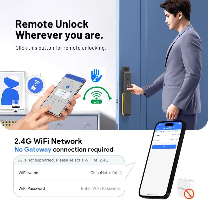 Video Intercom TTLock App WiFi Remote 3D Face Unlocking Smart Lock Automatic Digital Fingerprint Lock with Camera For Home