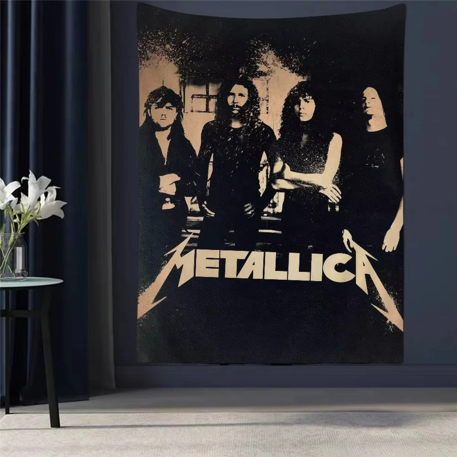 Metallica Ride The Lightning Tapestry Banner Lightning Electric Chair Album Cover Print Polyester Wall Hanging Flag With Brass G