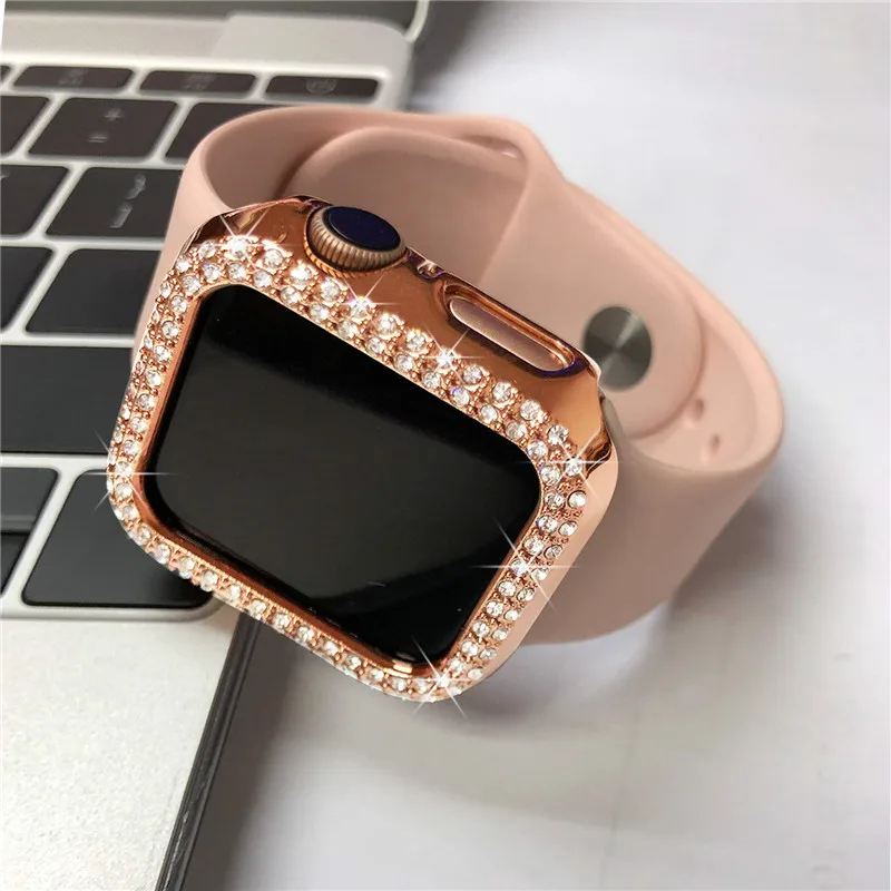 Diamond Case For Apple watch 41mm 45mm 44mm 40mm 42mm 38mm Accessories Bling Bumper Protector Cover iWatch series 3 5 6 se 7 8 9