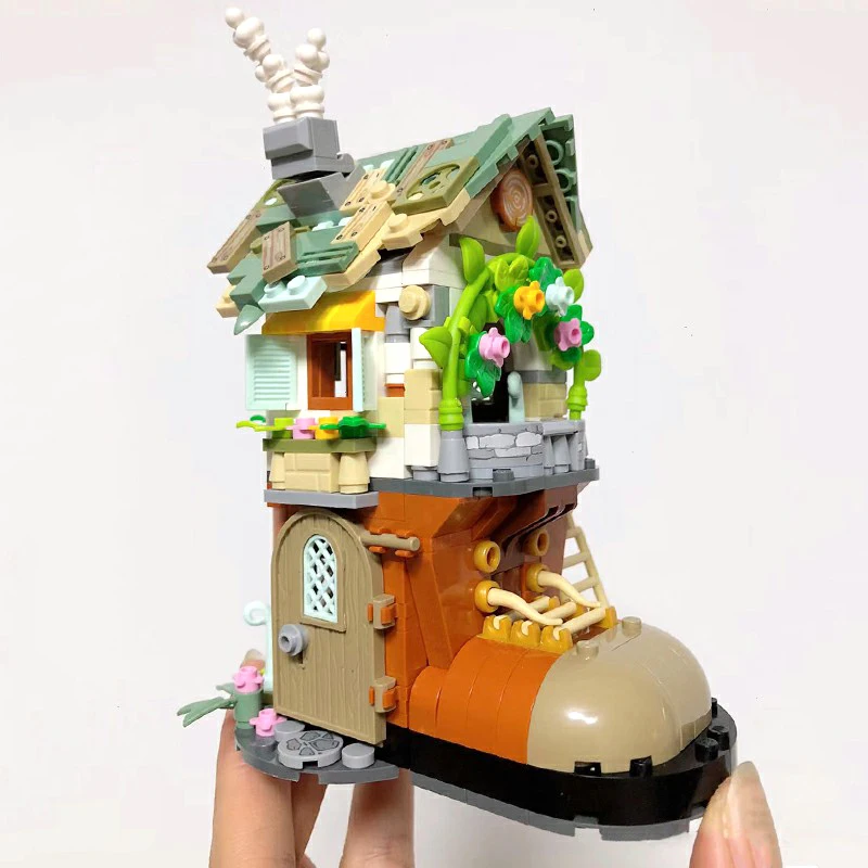 Creative Shoe House Mini Building Blocks fai da te Forest Garden House Assembly Toys adatto per regali di festa decorazione della casa