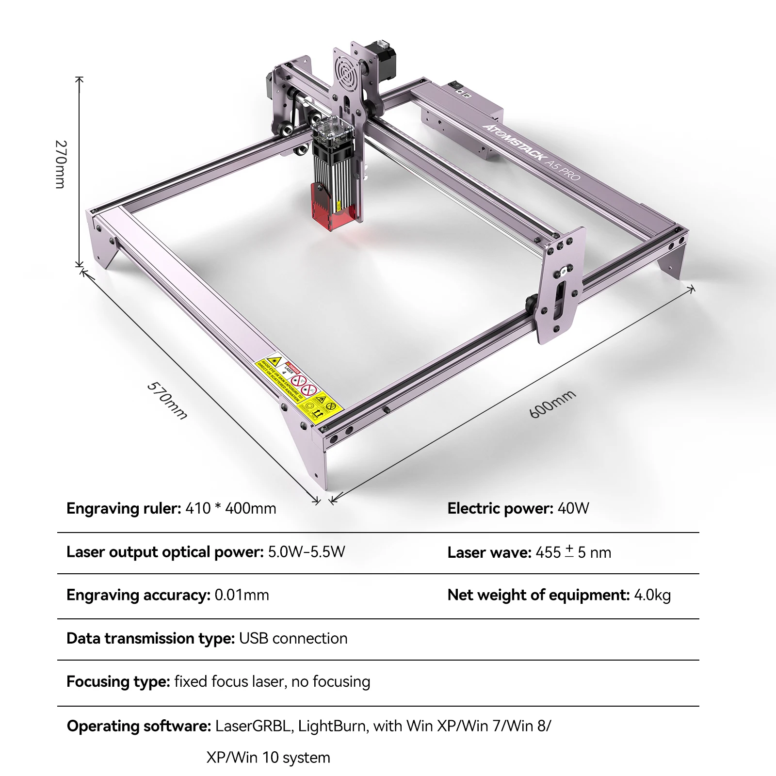 Oryginalny grawer laserowy AtomStack A5 Pro 40W CNC DIY grawerowanie ochrony oczu o stałej ostrości drewno akrylowa maszyna do cięcia laserowego