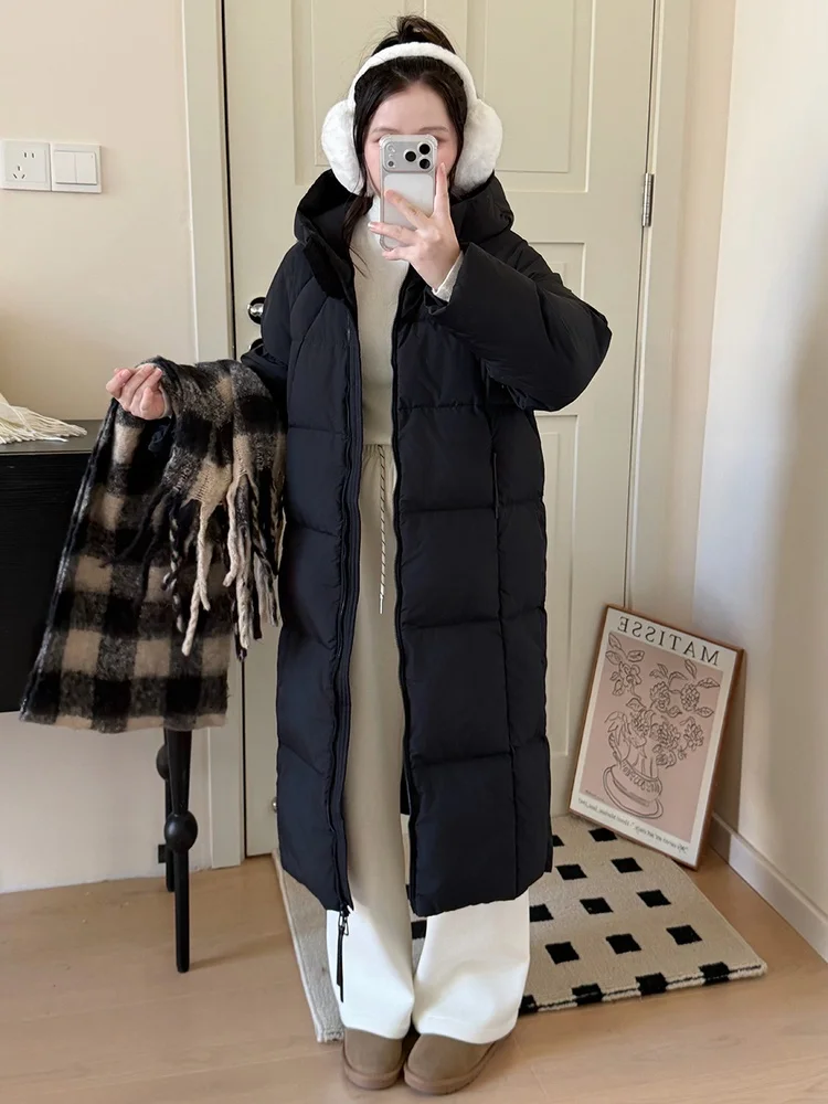 

Korean Sle Thiened Winter down Jaet Commute Faion Warm White Design Sensation Mid-Length Puffer Coat for Women