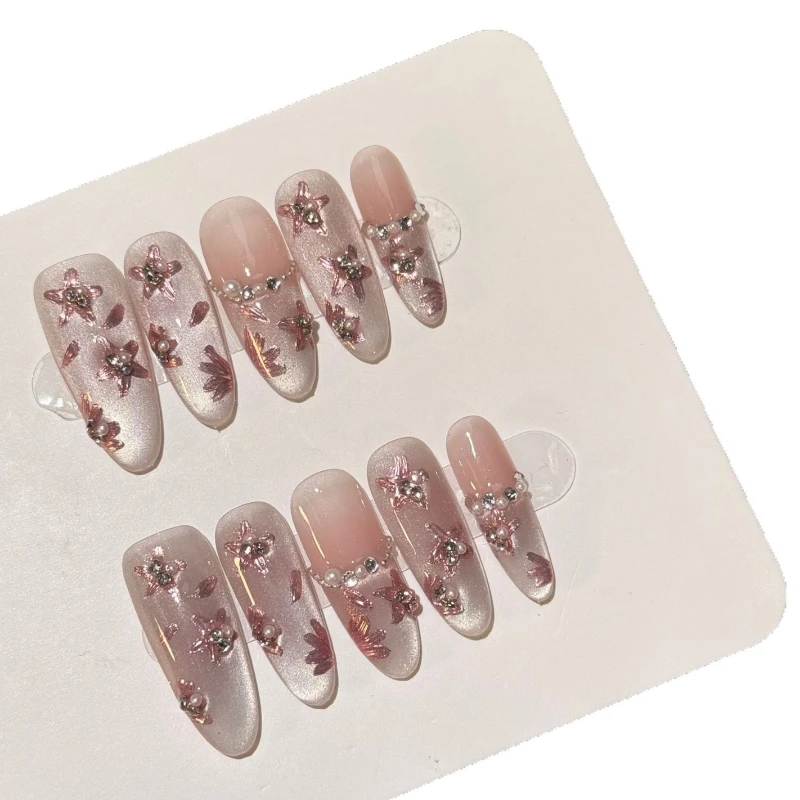 

Длинный овальный серебряный кошачий глаз, ручная роспись, цветок, французский жемчужный стальной шарик, чистая броня, ношенная вручную