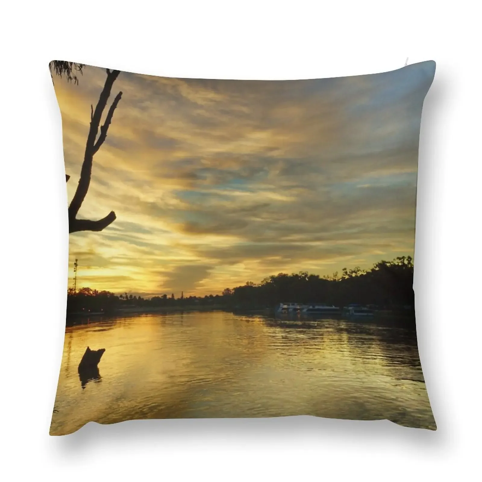 Murray River Sunset - Mildura, Victoria Throw Pillow Embroidered Cushion Cover Sofas Covers Sofa Cushion pillow