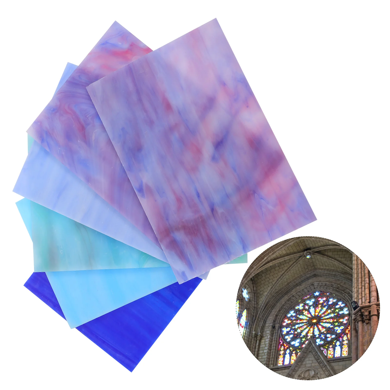 

6 Pcs Glass Sheet Water Ripple Colored Mica Flakes Student Cathedral Stained 15X10cm Mosaic Making Supply