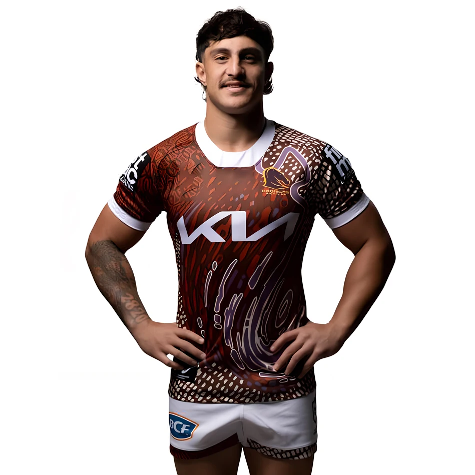 Maillot indigène pour hommes 2024 Bris1919 Broncos domicile/extérieur maillot indigène/maillot rugby simple-Taille homme: S-5XL nouvelle application Rugby