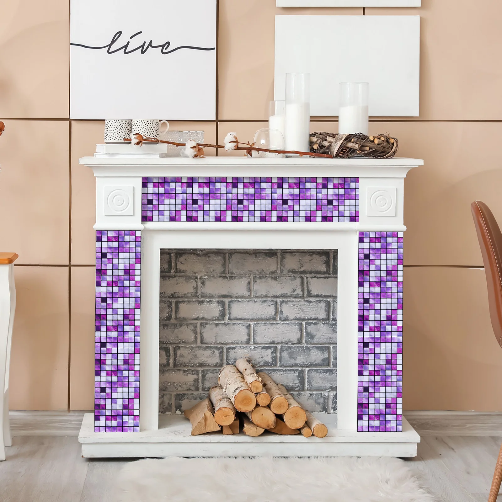 

10pcs Tile Pvc Mosaic Waterproof Adhesive Wall Decal For Tile Decal Bathroom Kitchen Home Decor Smooth Surfaces