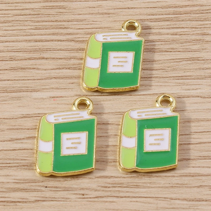 10pcs 10x17mm Cute Enamel Book Charms Pendants for Necklace Earrings Bracelet Handmade Craft DIY Jewelry Making Accessories