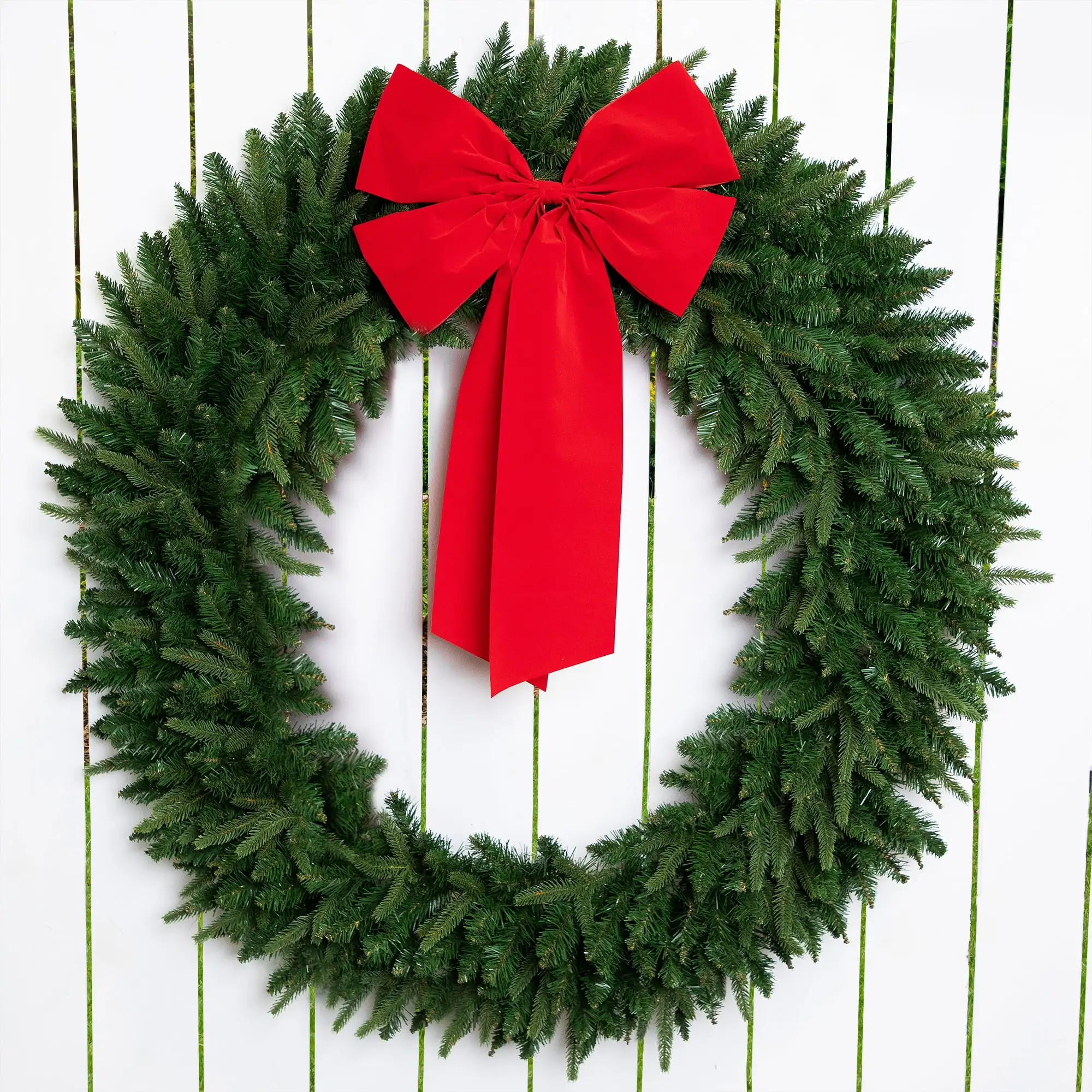 

4-Loop Velveteen Christmas Bow Decoration - 18 X 30 - Red