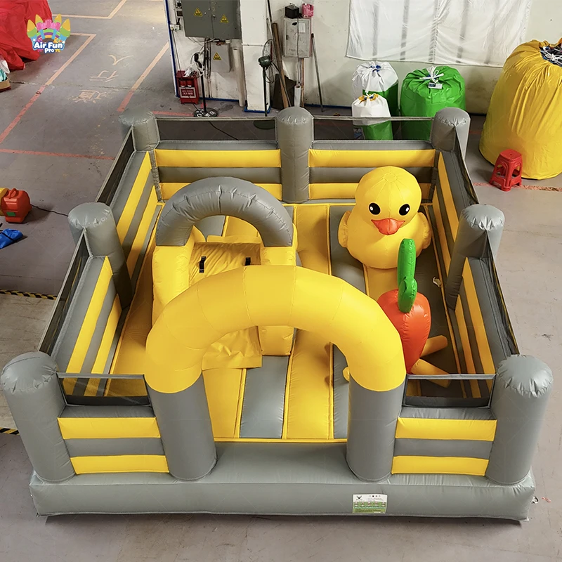 Custom Yellow Duck Theme PVC Inflatable Bouncer Slide Jumping Castle With Easy Setup For Kids Party Event Rental