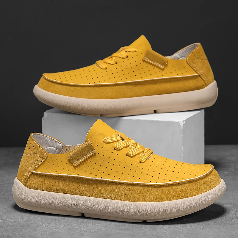 

Men's high quality Breathable perforated casual shoes summer new lightweight soft sole outdoor walking shoes comfort tide shoes