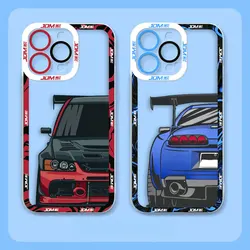 Etui sportowe Tokyo JDM Drift Angel Eyes Clear Soft Silicone Case do iPhone Apple 15 14 12 13 11 16 8 7 SE Plus X XR XS Max Case