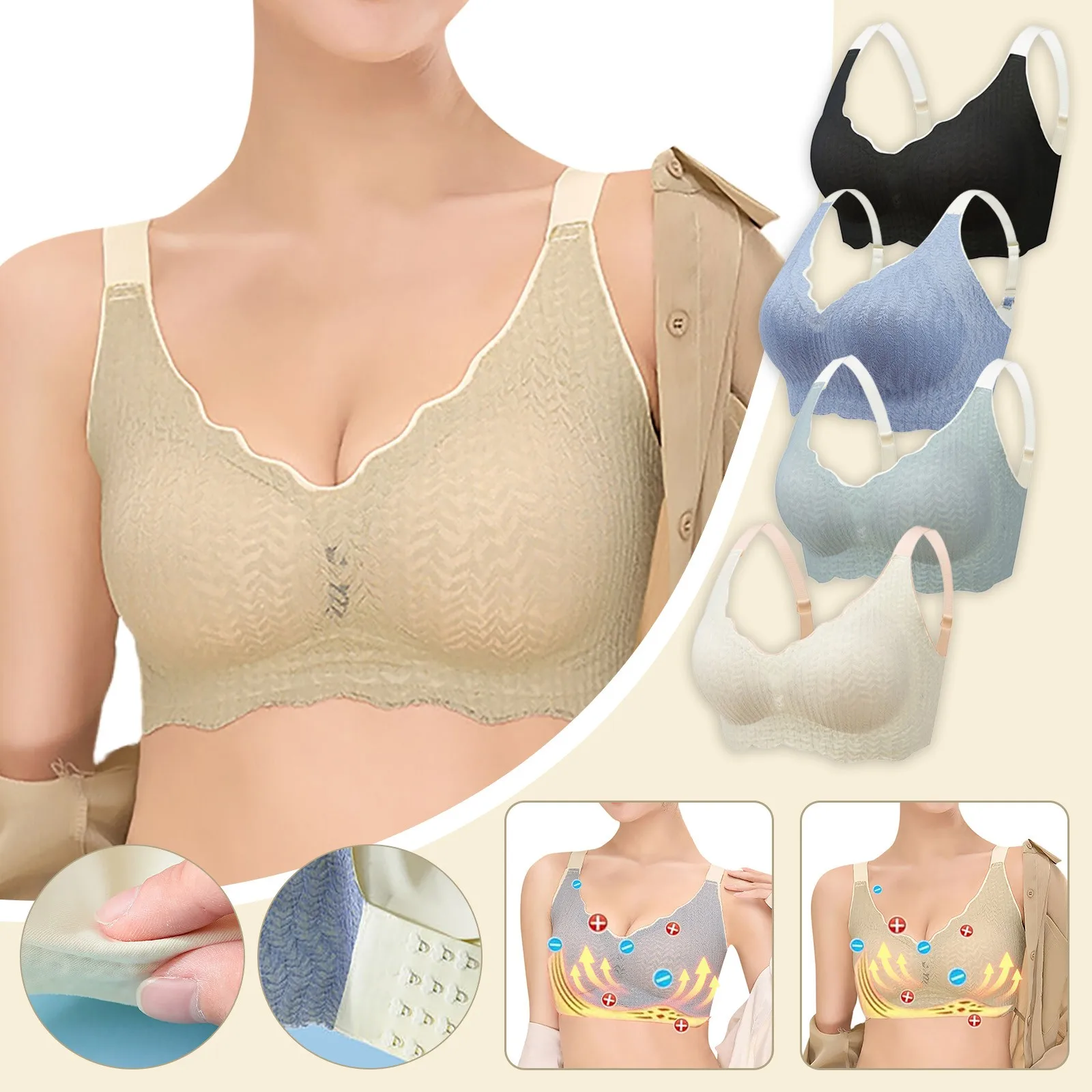 

Seamless Bras for Woman Push Up Underwear Sleep Removable Padded Bralette One Piece Brassiere Wireless Comfort Intimate