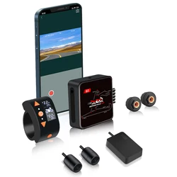 VSYS Q3 Super Mini Motorrad DVR 2-Kanal vorne und hinten wasserdichte 1080 Kameras Dashcam mit OLED-Fernbedienung TPMS Parkmodus GPS