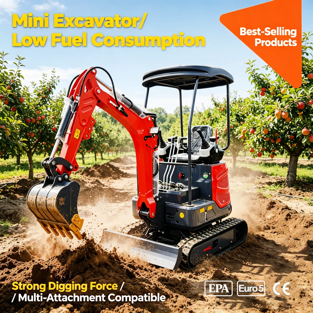 EPA CE Euro 5 Mini Excavator 1.8t with Kubota Yanmar Engine Small Crawler Digger for Farm Home and Infrastructure