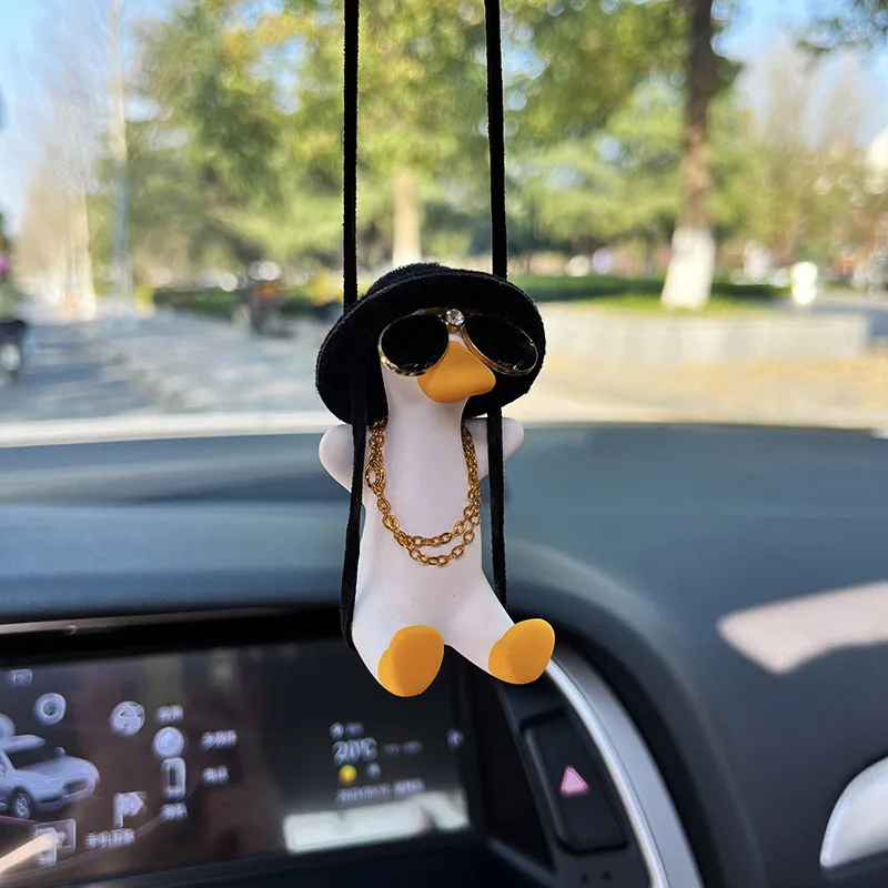 Anime Cute Swing Duck Car Interior Decoration Pendant Auto Rearview Mirror Hanging Ornaments For Women Man Car Accessories