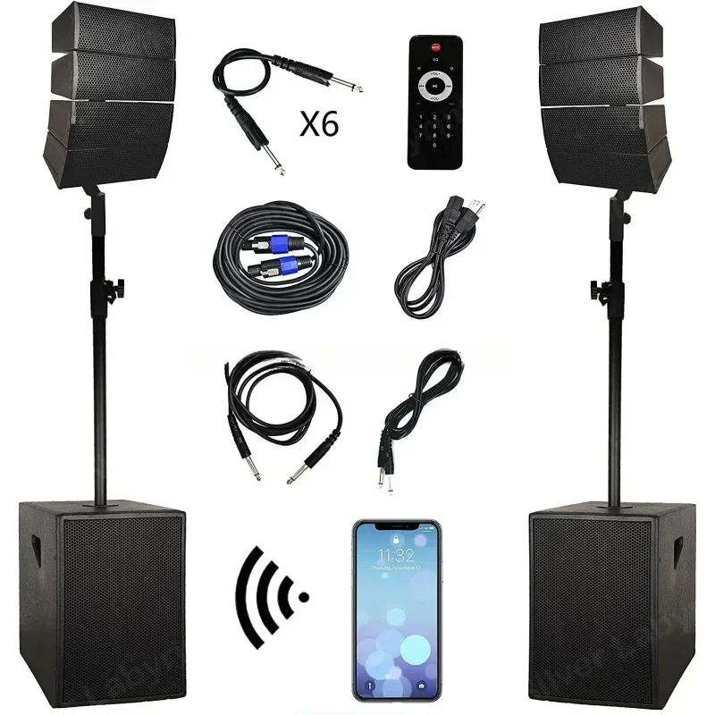 4000W 2*15Subwoofer Professional Audio Karaoke Sets BT Sound Box PA Speaker System Active Subwoofer Line Bocina Parlant