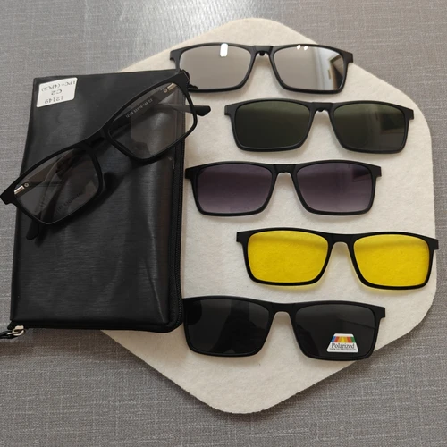 Imagen 2 del producto YIMARUILI 1 + 5 gafas polarizadas magnéticas de moda gafas cuadradas de conducción visión nocturna gafas graduadas ópticas para hombres y mujeres 12149