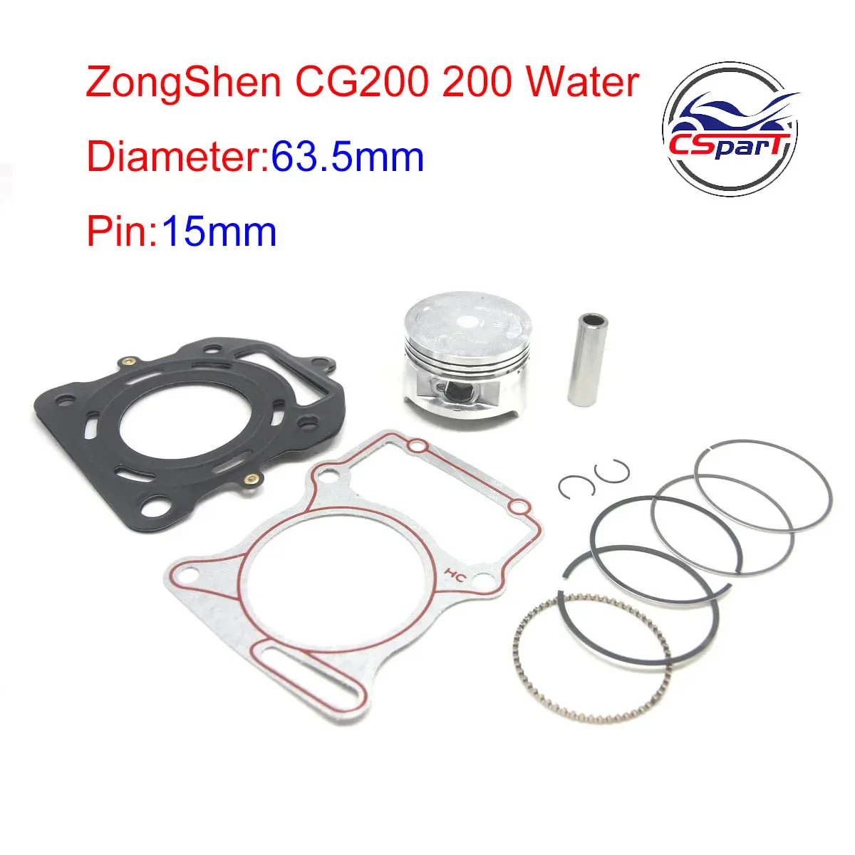 CG200 200CC 63.5MM 15MM Piston Kit For Honda Air Water cooled Shineray ZongShen Lifan Taotao ATV Quad Kaya Pit Bike