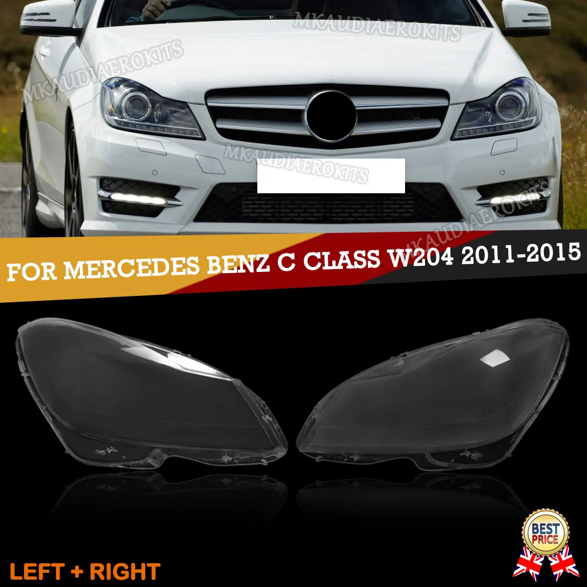 Für Mercedes Benz C-Klasse W204 C250 C350 C63 AMG 2011-2015 Scheinwerfer-Abdeckung Klare Kappe Links Rechts Seite Scheinwerferglas-Abdeckung