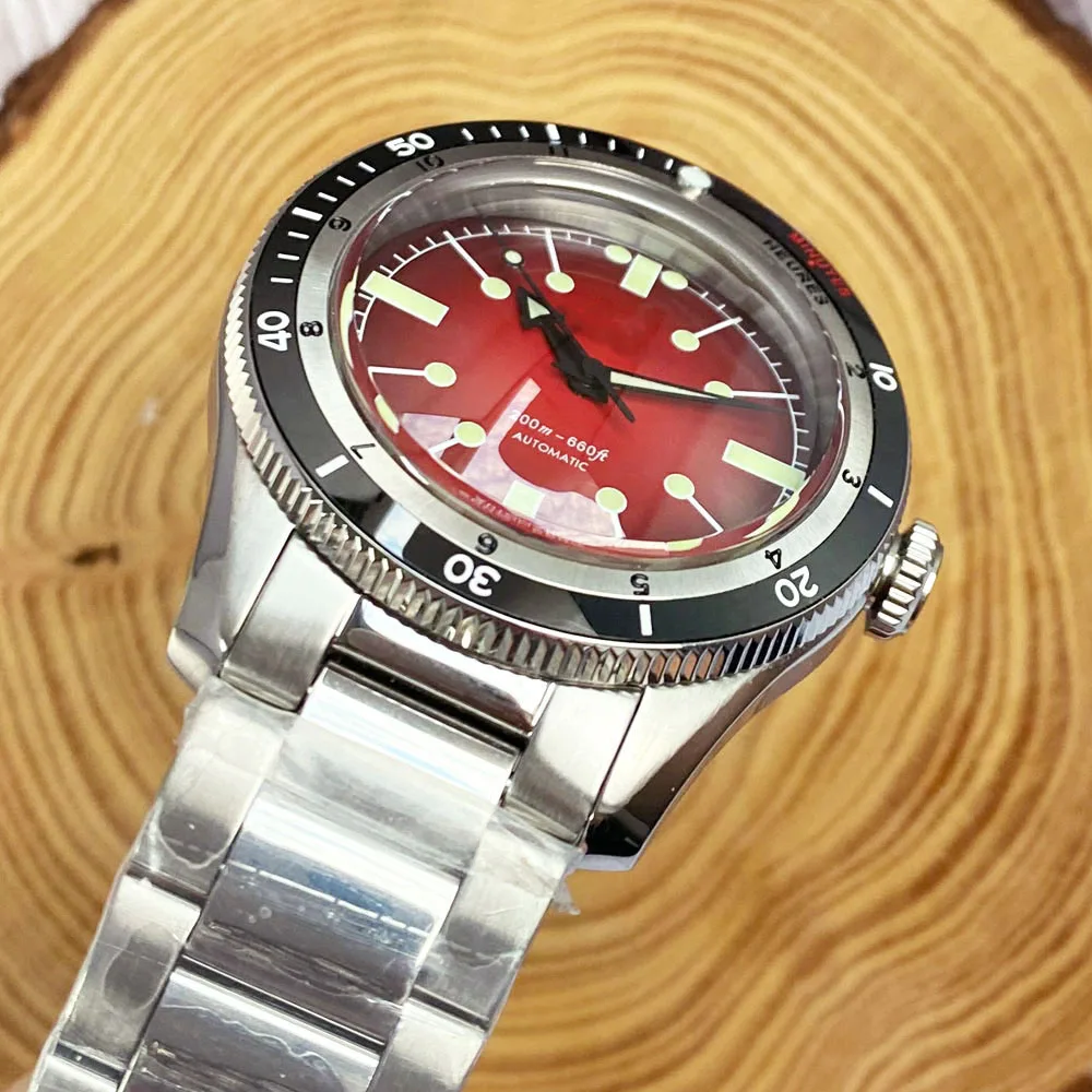 40mm Charm Tandorio Wine red Dial NH35 Automatic Watch Mens Sapphire glass And Black Ceramic Bezel 200m waterproof