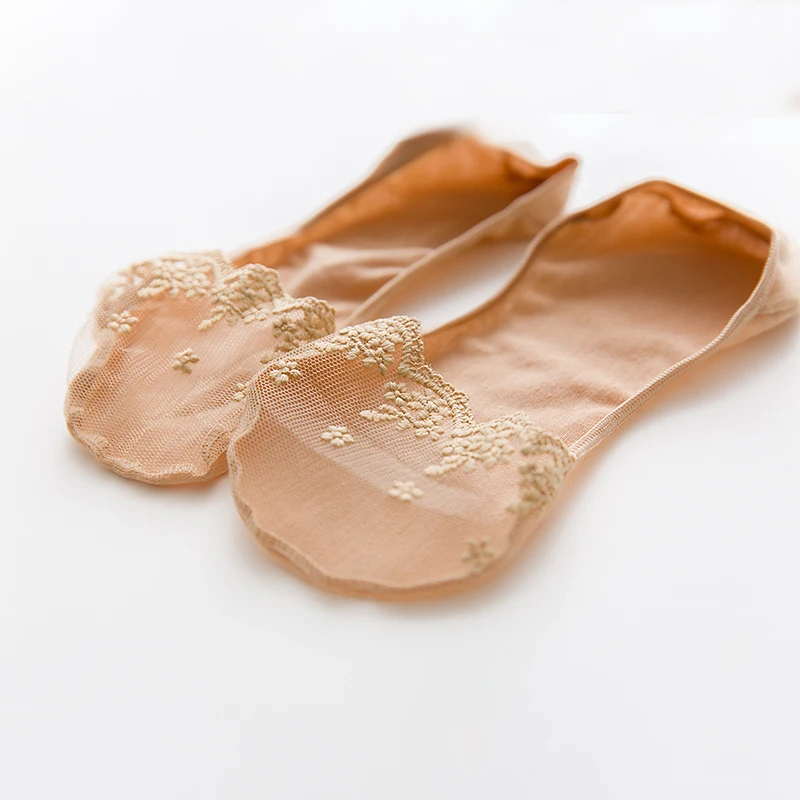 Chaussettes Transparentes Courtes en Dentelle pour Femme, Ajourées, Douces, Invisibles, Respirantes, Bateau, Pantoufles, Été, 2023, 3 Paires