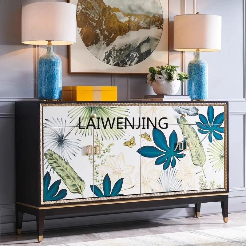 

MJY American light luxury solid wood painted entrance living room storage dining side decorative cabinet