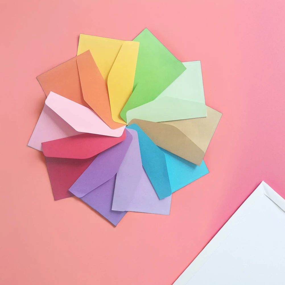 

50pcs Western Envelopes Kraft Paper Double Gel Cards Cash Letter Birthday Note Stationary Paper Business Offset Holder Mini