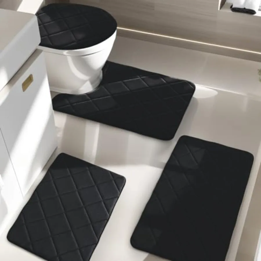 

Bath Rug Set s Non Slip Memory Foam Machine Washable Water Absorbent for Tub Toilet and Floor