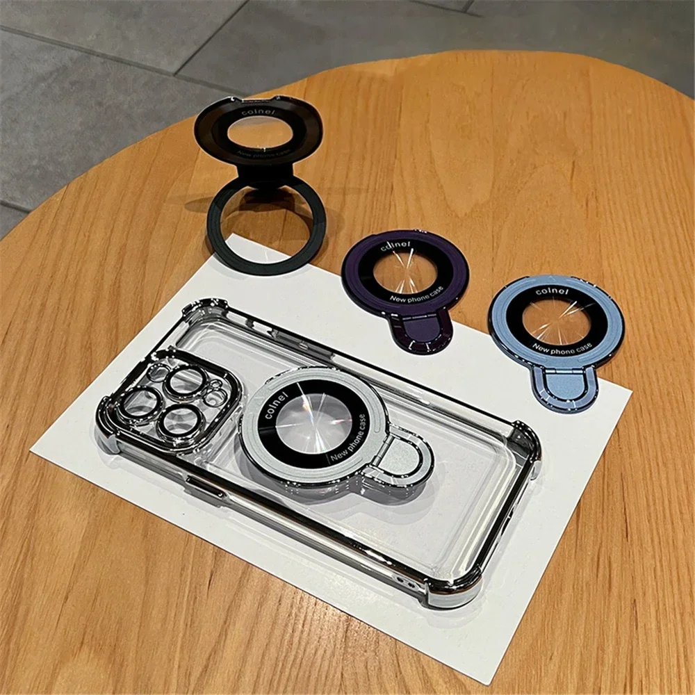 Роскошный противоударный магнитный кронштейн для прозрачного чехла Magsafe для iPhone 15, 16, 14, 13, 12, 11 Pro Max с чехлом-подставкой-держателем