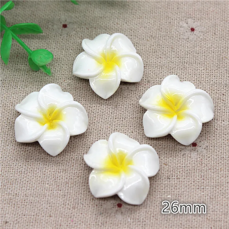 16mm/20mm/25mm Plumeria Rubra kwiat żywica Flatback Cabochon DIY biżuteria ozdoba do telefonu komórkowego