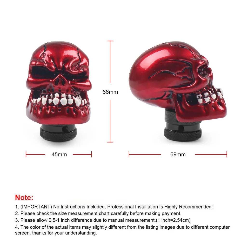 Corrida Skull Gear Shift Knob, Decoração do carro, Botão manual do deslocamento de engrenagem