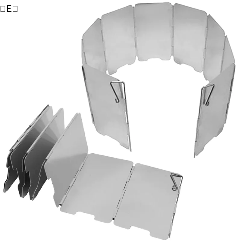 〔E〕Outdoor-Campingkocher-Set, Topfzubehör, Windschutz mit Stift, 9 Stück Mini-Windschutz mit Stoffbeutel〔Winter5〕