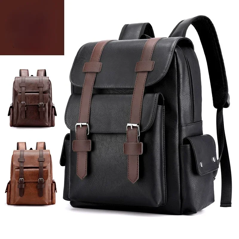 

New Leather Backpack Men Special Offer College Schoolbag High School Travel Bag British Style Business Leather Boy Computer Bags