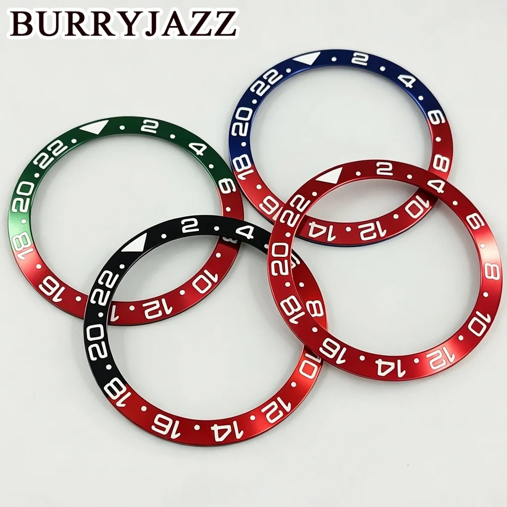 Aluminum GMT Bezel Insert Blue‑Purple Gradient OD 38mm ID 30.6mm 24‑Hour Scale Fit NH34 NH35 NH36 NH38 NH70 Movement Replacement