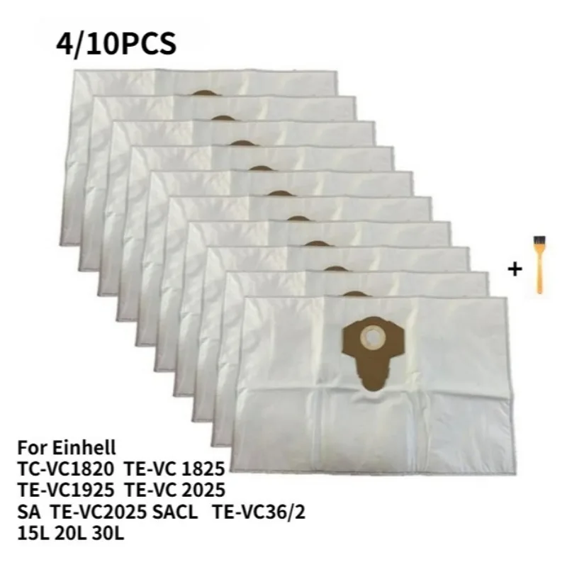 4/10 Bolsas de Repuesto para Aspiradora Einhell TC-VC1820 TE-VC 1825 2025 15L 20L 30L, para Aspiradoras de Polvo y Líquidos