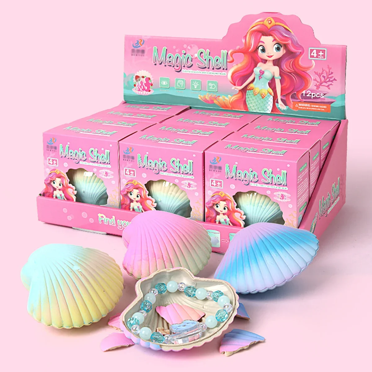 Mermaid toys soaked in hatching water, blind boxes for colorful seashell princess bracelets, constantly expanding creativity