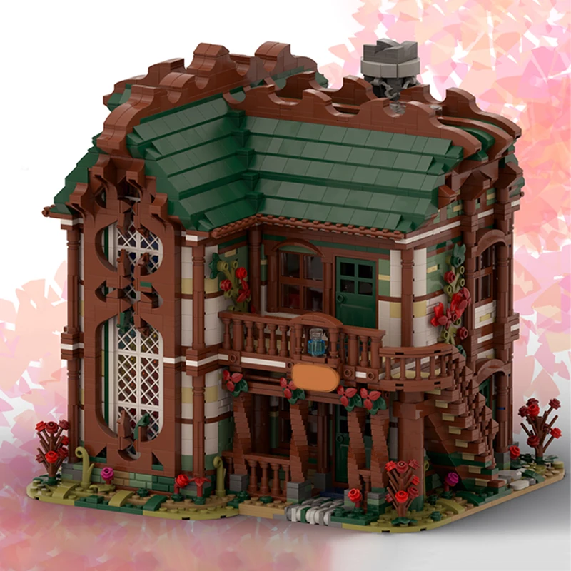 5955PCS MOC Grimro's Potion House Green&Red Ver Rainy Street Series Modular Building Castle Collection Series Christmas Gift