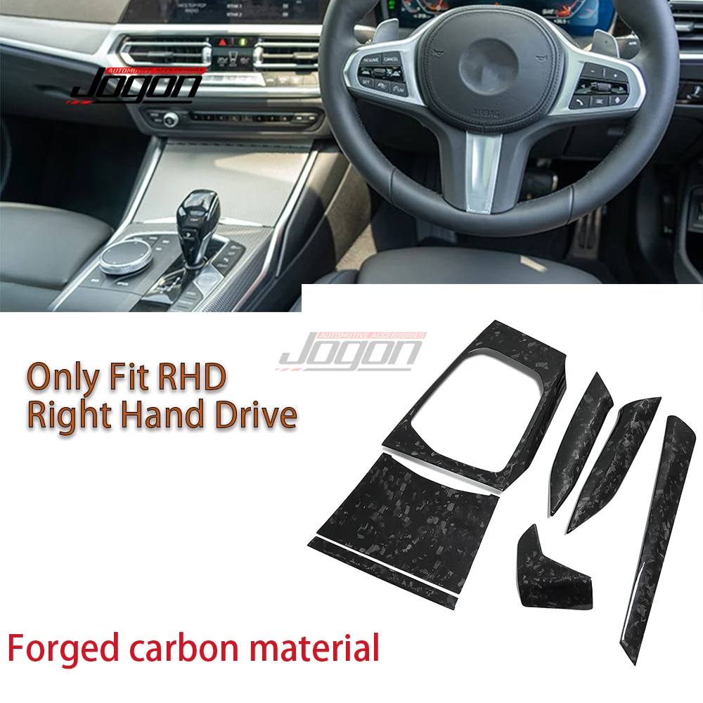 RHD Forged Carbon Car Interior Central Console Gear Shift Panel Cover Trim For BMW 3 4 Series G20 G21 G22 G23 G24 Accessories