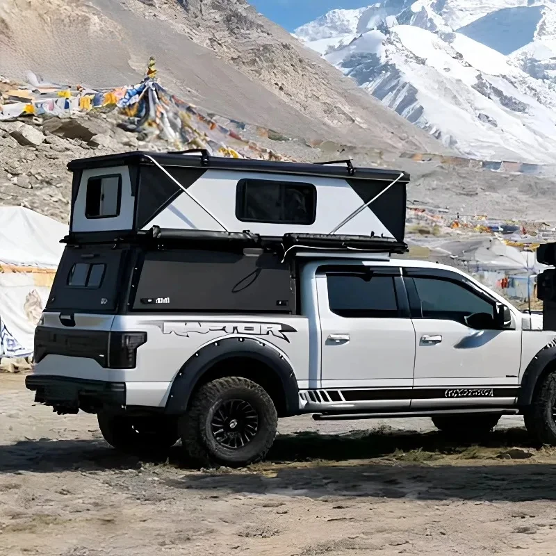 Customized Aluminum Pop Up Hard Shell Roof Top Tent With Canopy, Camping Shelter For Pickup Truck