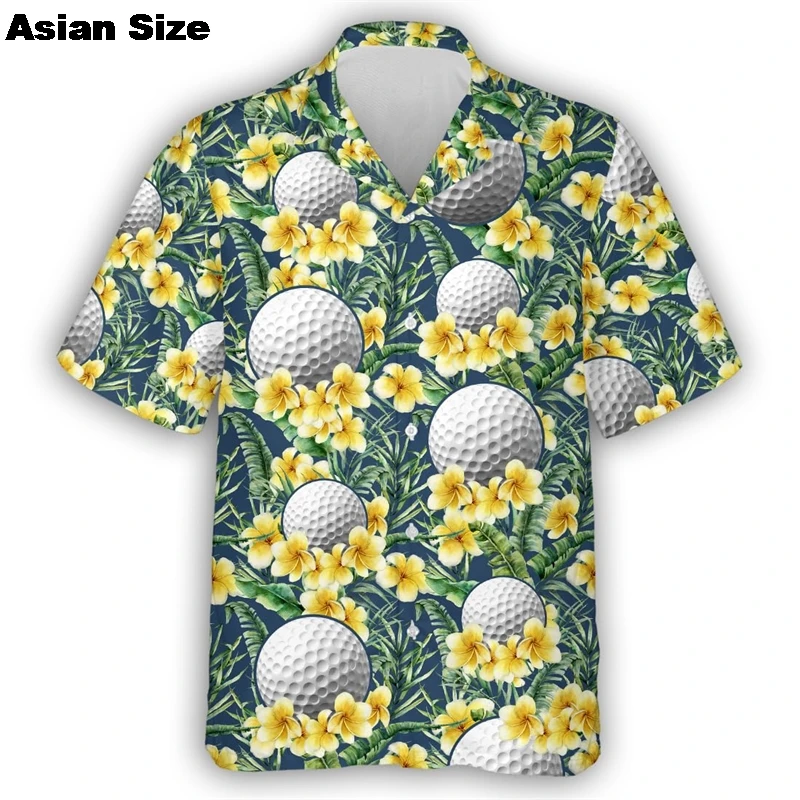 Funny Golf Hawaiian Shirt For Men Clothes Fashion Club Short Sleeve Button Clothing Sport Contest Beach Unisex Lapel Blouse Tops