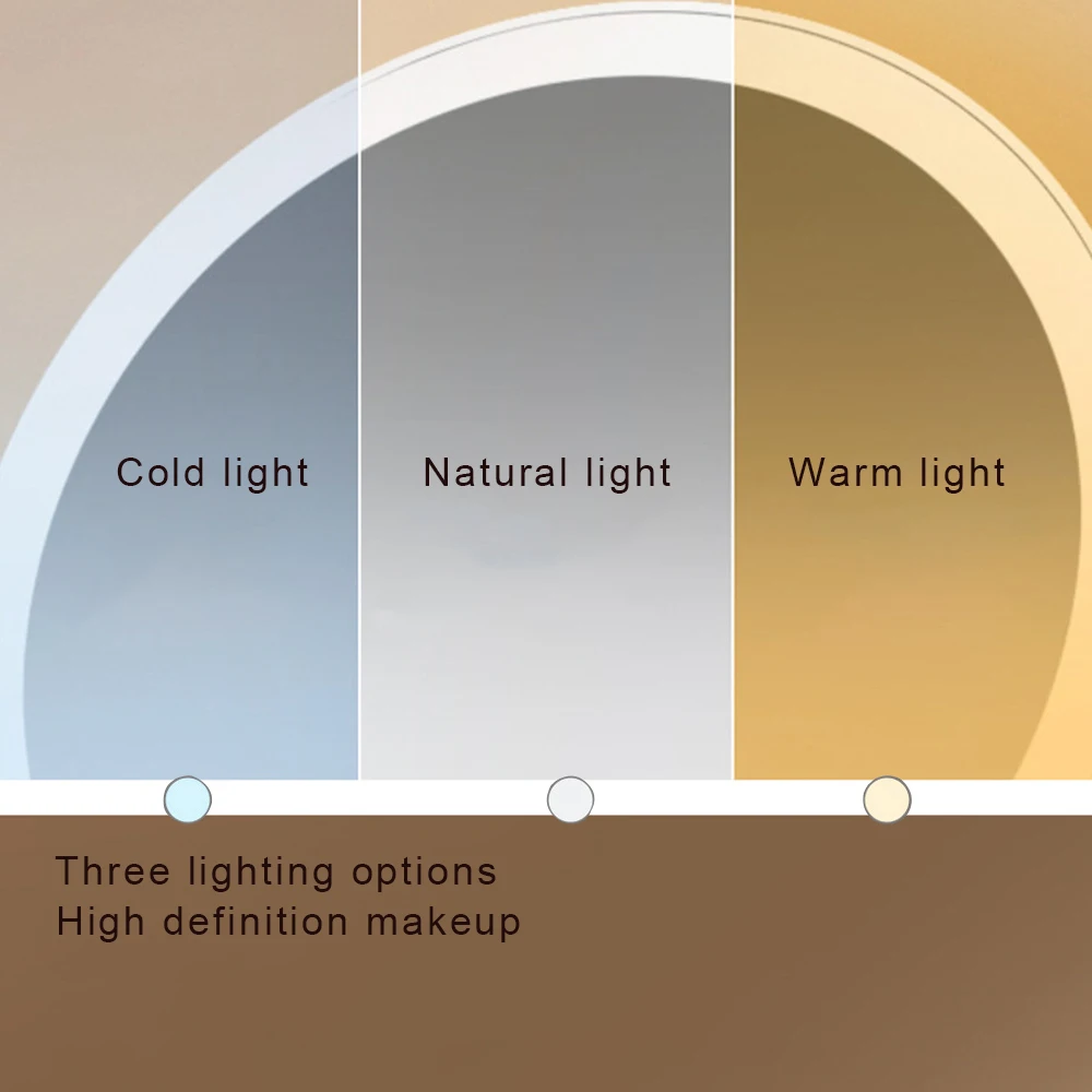مرآة مكياج LED، تحكم، مرآة مكياج LED بثلاثة ألوان، مسكن محمول قابل للطي لسطح المكتب مزود بإضاءة LED