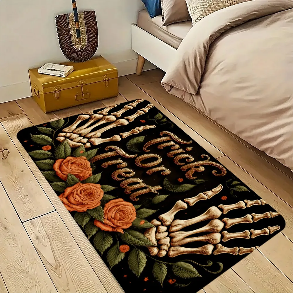 Gothic Skeleton Rose Doormat 