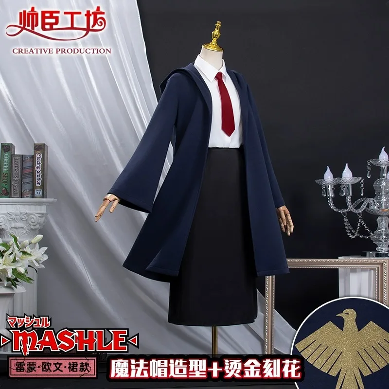 

Anime Mashle Magic and Muscles Cosplay Costume Mash Lance Lemon Dot Finn Easton Magic Academy Uniform Blue Robe Wig Shirt Tie