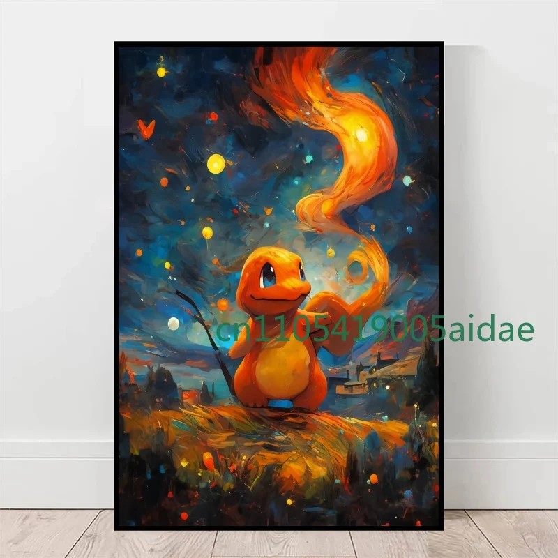 Nieuwe Van Gogh Museum Pokemon Anime Figuren Pikachu Aquarel Canvas Posters en Prints Wall Art Foto voor Woonkamer