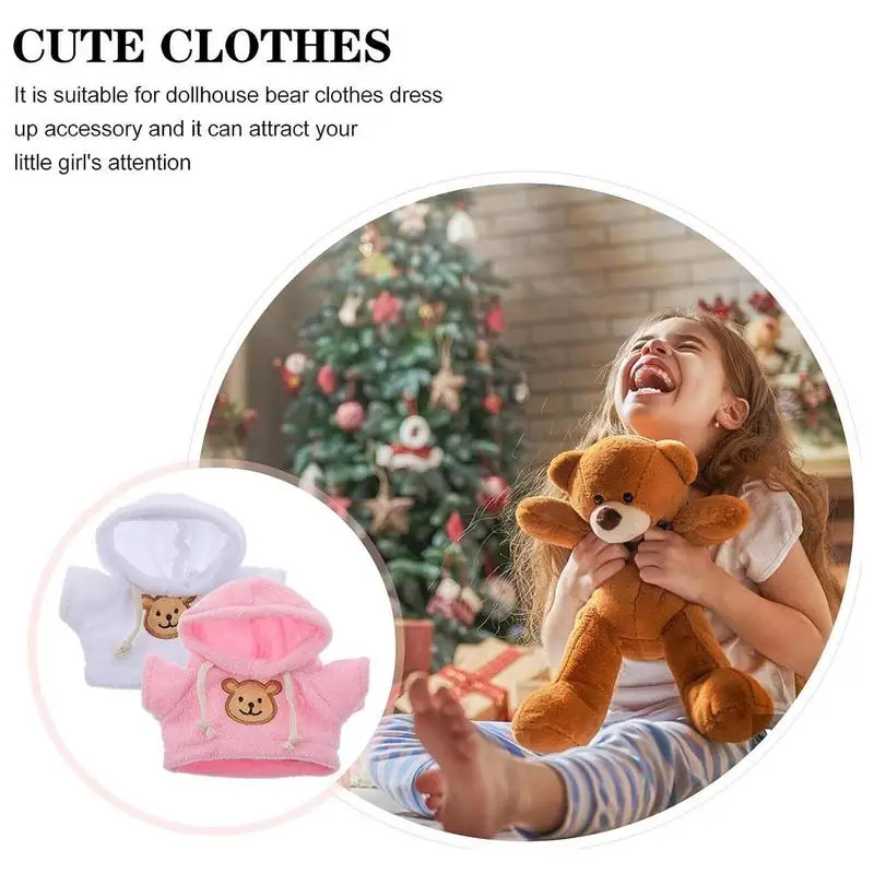 Vestiti per animali di peluche Accessori per abbigliamento per bambole orso di peluche 2X Comodo peluche vestire felpa con cappuccio per bambini Ragazze Ragazzi