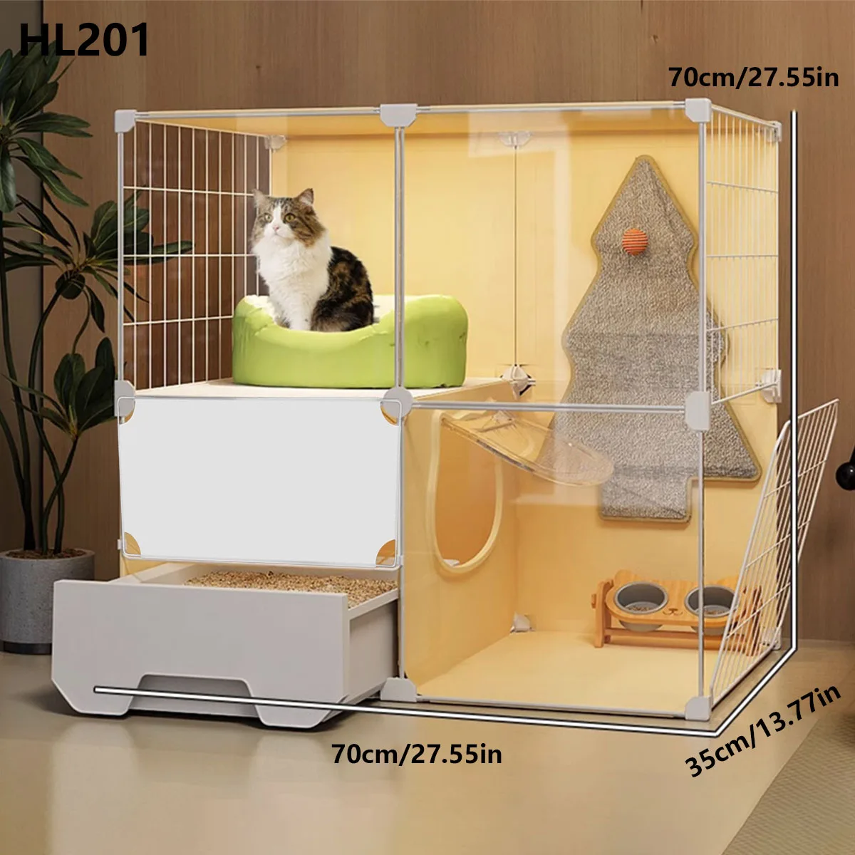 

Cat Cage with Litter Box, Winter-Proof, with Integrated Toilet, Suitable for Home Use, Indoor Villa Cat House, Cat Cabinet